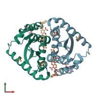 PDB entry 4cec coloured by chain, front view.