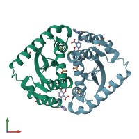 PDB entry 4ced coloured by chain, front view.