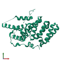 PDB entry 4cek coloured by chain, front view.