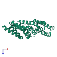 PDB entry 4cek coloured by chain, top view.