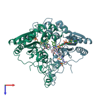 PDB entry 4cf6 coloured by chain, top view.