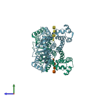 PDB entry 4cfo coloured by chain, side view.