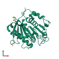 PDB entry 4cg1 coloured by chain, front view.