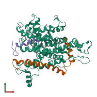 PDB entry 4cg5 coloured by chain, front view.