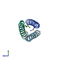 PDB entry 4cgc coloured by chain, side view.