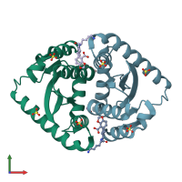 PDB entry 4cgi coloured by chain, front view.