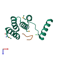 PDB entry 4cgq coloured by chain, top view.