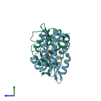 PDB entry 4cgs coloured by chain, side view.