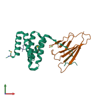 PDB entry 4cgu coloured by chain, front view.