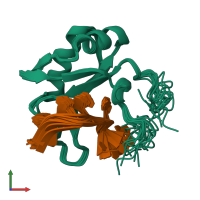 PDB entry 4ch1 coloured by chain, ensemble of 15 models, front view.