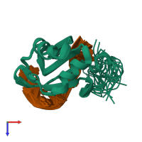 PDB entry 4ch1 coloured by chain, ensemble of 15 models, top view.