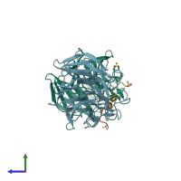 PDB entry 4ch9 coloured by chain, side view.