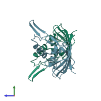 PDB entry 4chf coloured by chain, side view.