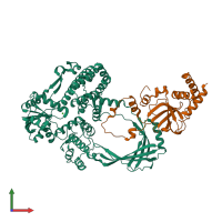 PDB entry 4cht coloured by chain, front view.