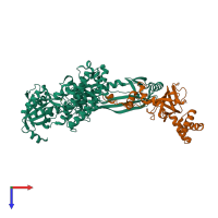 PDB entry 4cht coloured by chain, top view.