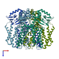 PDB entry 4chw coloured by chain, top view.