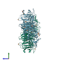 PDB entry 4ci8 coloured by chain, side view.