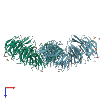 PDB entry 4ci8 coloured by chain, top view.