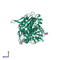 PDB entry 4cia coloured by chain, side view.