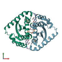 PDB entry 4cie coloured by chain, front view.