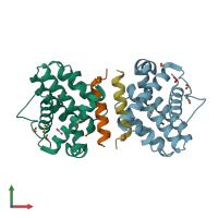 PDB entry 4cim coloured by chain, front view.