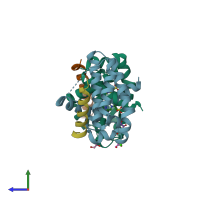 PDB entry 4cin coloured by chain, side view.
