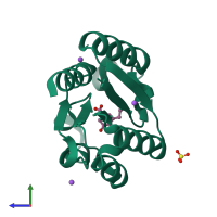 PDB entry 4ciw coloured by chain, side view.