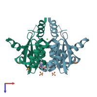 PDB entry 4cj5 coloured by chain, top view.