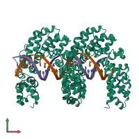 PDB entry 4cja coloured by chain, front view.