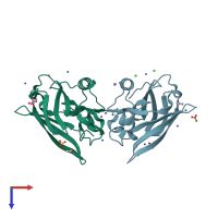 PDB entry 4ck4 coloured by chain, top view.
