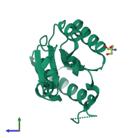 PDB entry 4ckx coloured by chain, side view.