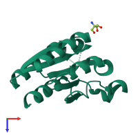 PDB entry 4ckx coloured by chain, top view.