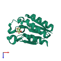 PDB entry 4cl0 coloured by chain, top view.