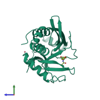 PDB entry 4cla coloured by chain, side view.
