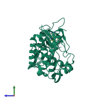 PDB entry 4cli coloured by chain, side view.