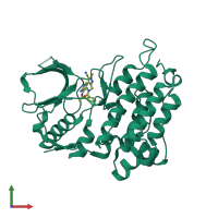 PDB entry 4clj coloured by chain, front view.