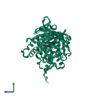 PDB entry 4clk coloured by chain, side view.