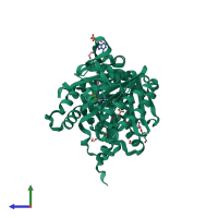 PDB entry 4clp coloured by chain, side view.