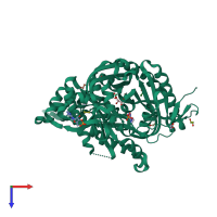 PDB entry 4clp coloured by chain, top view.