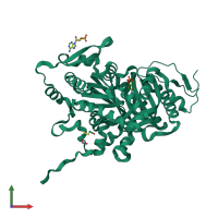 PDB entry 4clt coloured by chain, front view.