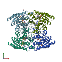 PDB entry 4cmg coloured by chain, front view.