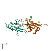 PDB entry 4cmm coloured by chain, top view.