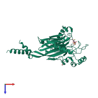 PDB entry 4cmn coloured by chain, top view.