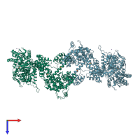 PDB entry 4cmq coloured by chain, top view.