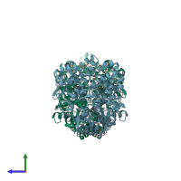 PDB entry 4cmr coloured by chain, side view.