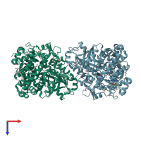 PDB entry 4cmr coloured by chain, top view.