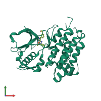 PDB entry 4cmt coloured by chain, front view.