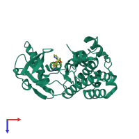 PDB entry 4cmt coloured by chain, top view.