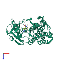 PDB entry 4cmu coloured by chain, top view.