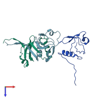 PDB entry 4cmz coloured by chain, top view.